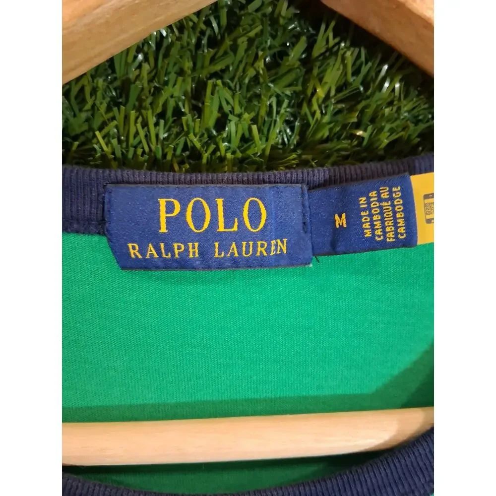 Polo Ralph Lauren Men's Classic Fit T-Shirt Polo Team Embroidered Green Navy M